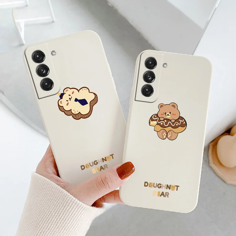 Bear Donut Phone Case For Samsung Galaxy S21 S20 FE S10 Note 20 10 Ultra Plus A72 A52 A42 A32 A71 A51 A41 A31 A21S 4G 5G Cover