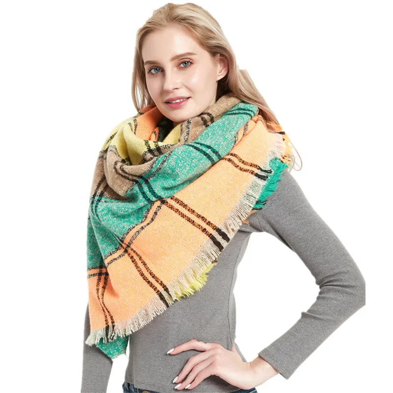 Оптовая продажа с завода PHLE осень 2020 новинка толстый женский шарф в клетку шарфы