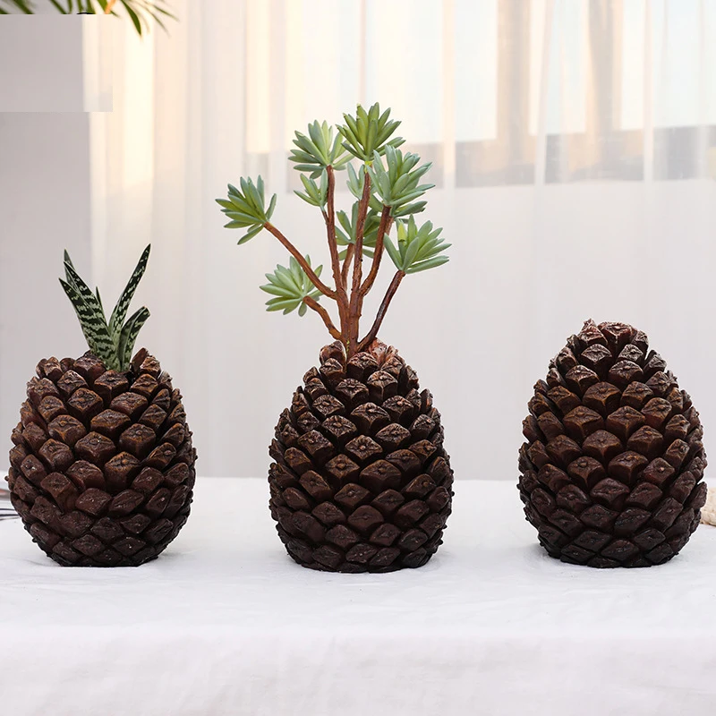 Resin Pine Cone Flowerpot Money Box Plants Planter Vase Bonsai Landscape Garden Home Living Room Table Decor Bedroom Decoration | Дом и сад