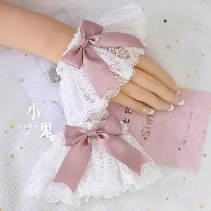 Многоцветный японский сладкий Лолита наручные манжеты лук кружева горничной косплей ручной орнамент девушка вечерние волшебная ручка в форме ангела рукав - Цвет: 12