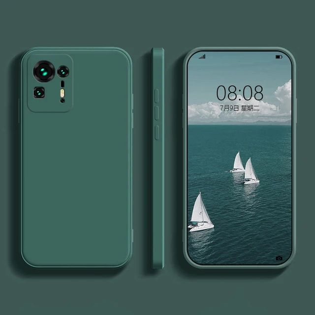 Soft Square Liquid Silicone Case for Xiaomi Mi Mix 4 3 2S 2 Mix4 Mix3 Mix2S 5G Cute Camera Protection Original Phone Cover Funda Dark Green