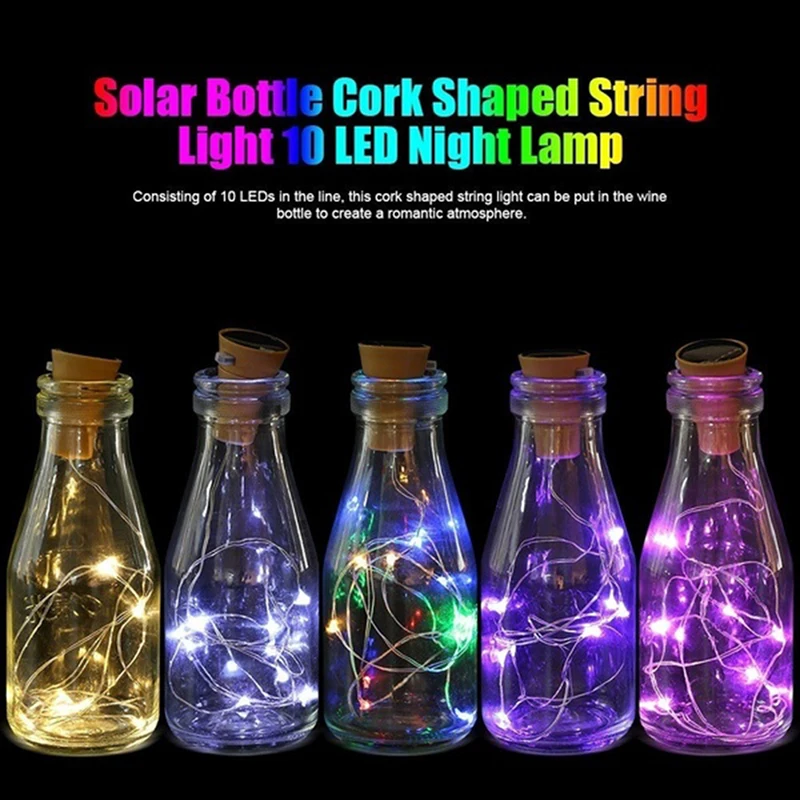 Decorative Lights Wine Bottle Lights LED String Lights LED Fairy Lights String Lights Solar Powered Wine Bottle Cork Festival Outdoor Light Garland Lights Outdoor Fairy Light 1M/2M Shaped LED Copper Wire String