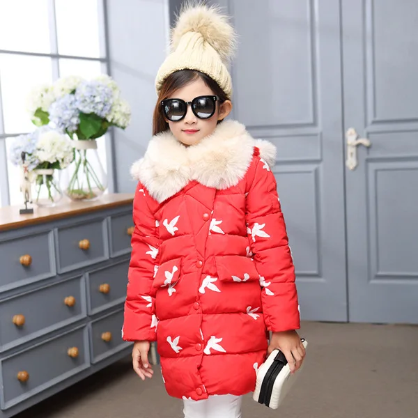 WEPBEL/модные зимние куртки-пуховики для девочек; Детские пальто; теплая детская верхняя одежда на утином пуху - Цвет: Красный