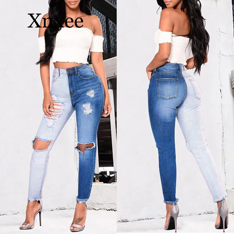 two tone skinny jeans womens