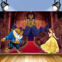

Disney Beauty and The Beast Backdrop Birthday Party Supplies Saloon Background Photo Booth Props For Baby Shower Photographic