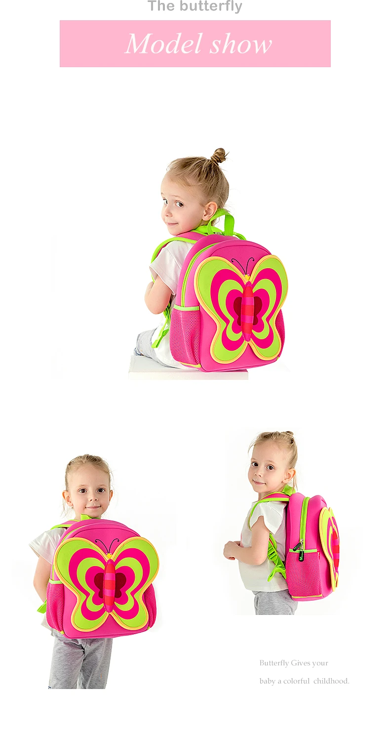 NOHOO школьные сумки для девочек с 3D крыльями бабочки, школьный рюкзак для детей и детей, сумки для детского сада, водонепроницаемая Детская сумка