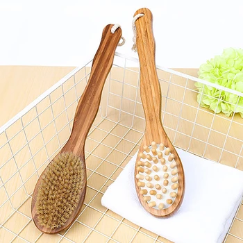 

Long Handle Bath Massage Brushes Bamboo Body Brush for Back Exfoliating High Quality Bamboo Bristles Double-Sided Shower Brush