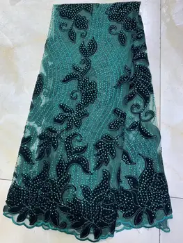 

2020 New Design Velvet With Rhiestones African French Velvet Lace Fabric High Quality Nigerian Velvet Lace Fabric For Garment