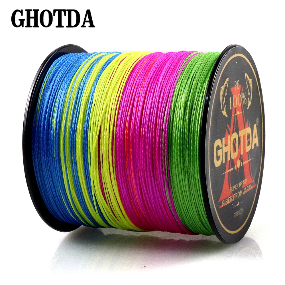 GHOTDA Braided Fishing line 300M 9/8/4 Strands Threads Multifilament PE 0.11-0.70mm 0.4#-12.0#