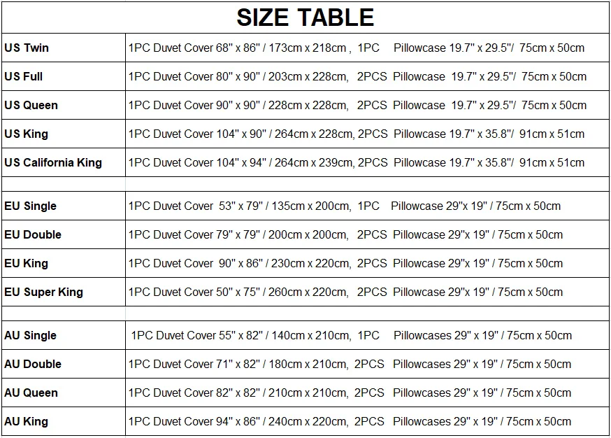 SIZE TABLE_副本