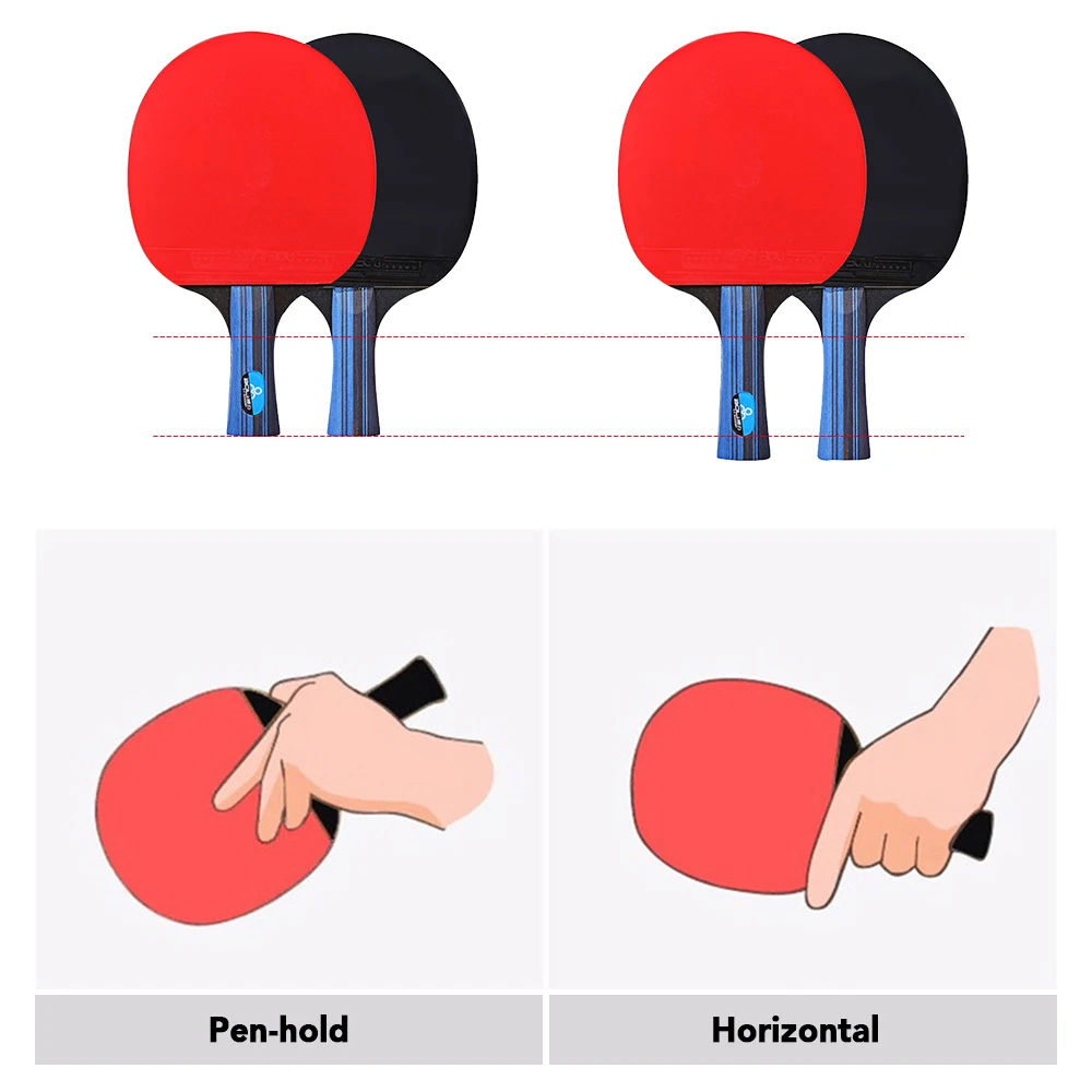 Ручка-hold/горизонтальный выстрел комплект ракеток для настольного тенниса 2 Ракетки для пинг-понга и 3 шарики для пинг-понга, хранилище, сумочка