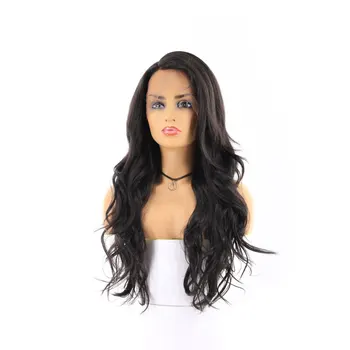 

SOKU Synthetic Lace Front Wigs For Black Women Dark Root Green Color Free Part Wavy Wig Glueless Heat Resistant Fiber Wigs
