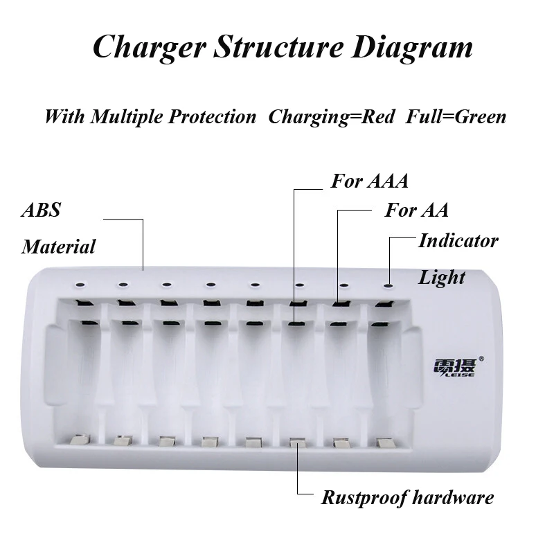 Leise 8 слотов зарядное устройство для аккумуляторов AA AAA Ni-CD Ni-MH 2a 3a аккумуляторная батарея Быстрая зарядка указывающий светильник
