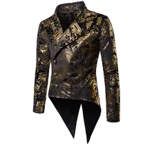 Мужской блестящий тонкий костюм с ласточкиным хвостом, блейзер для бара, ночного клуба, роскошные официальные костюмы, костюм для выступлений певицы, блестящее пальто