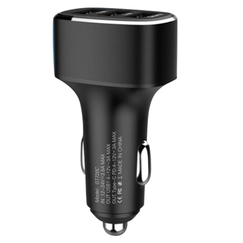 Cell Phone Car Charger Fast Charge Power Adapters Multi Ports for Smartphone Car Accessories DU55 - Цвет: Black 2USB 1Type C