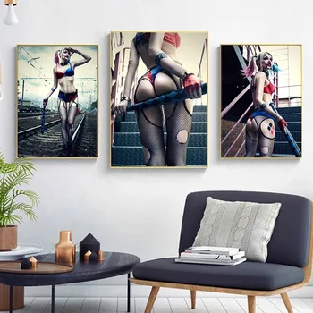 

Canvas Painting Suicide Squad Harley Quinn Movie Pictures Posters and Prints Wall Art Pictures for Living Room Decor Cuadros