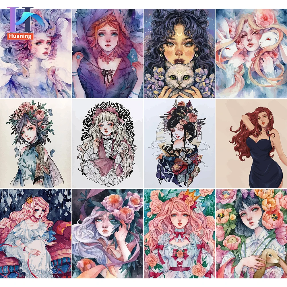 Рисование по номерам для взрослых, мультяшная девушка, рисование по номерам, рисование на холсте «сделай сам», высококачественные изделия ручной работы, поделки для взрослых|Картина по номерам| | АлиЭкспресс