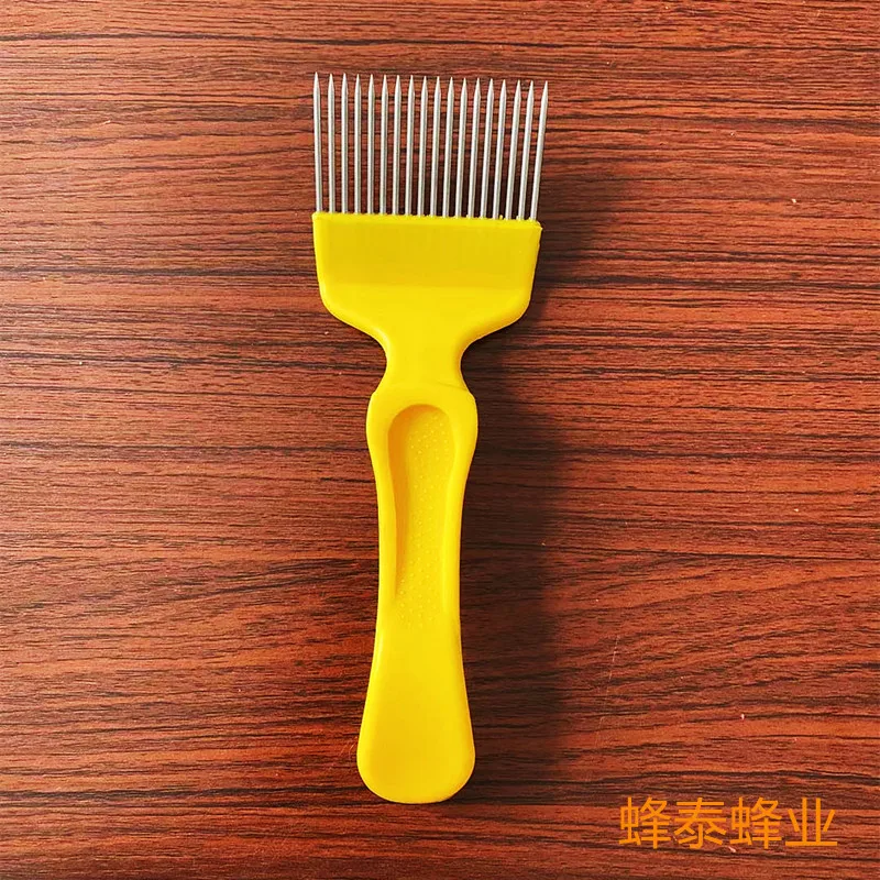 5PCS yellow 18-pin stainless steel plastic honey fork honey shovel scraper needle cut cutter shovel beekeeping tool