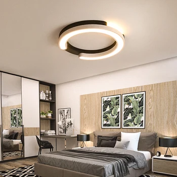 

Round/square Modern LED Chandelier Lustre Led Bedroom Studyroom Aisle Ceiling Chandelier Lighting White+black Minimalism Art AC