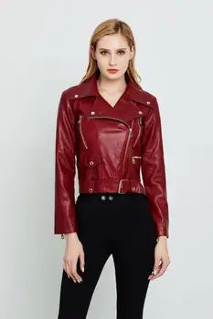 

2019 European and American fashion spring, autumn, winter women's leather short jacket female new spot tide big size coat