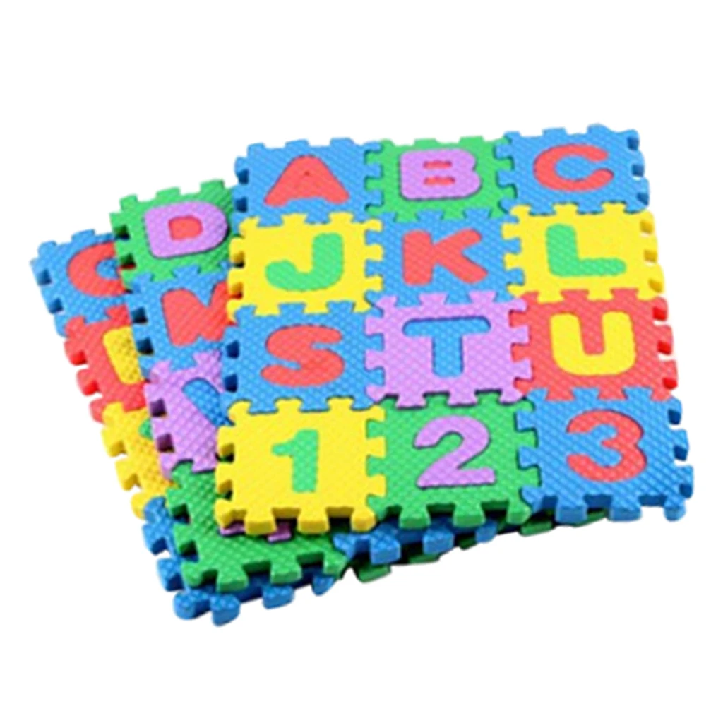36 Tiles Alphabets and Numbers EVA Square Foam Puzzle Mat Baby Crawling Mat for Baby Kids Playing Toys