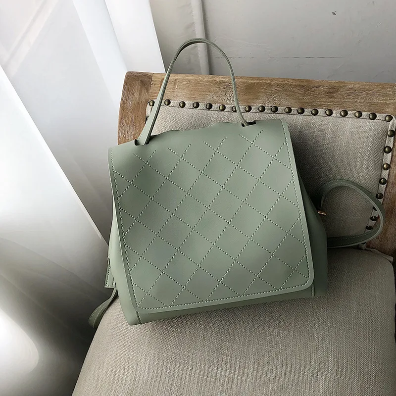 Уличный многофункциональный женский рюкзак для девочек высокого качества Csoft кожаный рюкзак для ноутбука школьная сумка для подростка девочки путешествия - Цвет: Зеленый