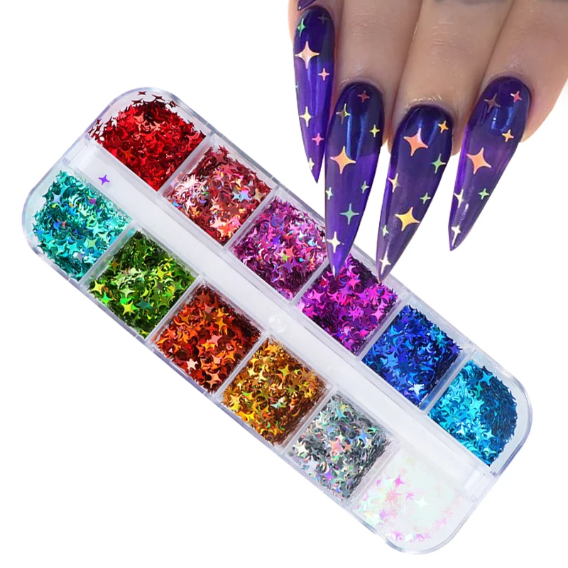 Holographics Laser star Nail Starry Sequins for Nails Colorful Flakes Paillette Tool