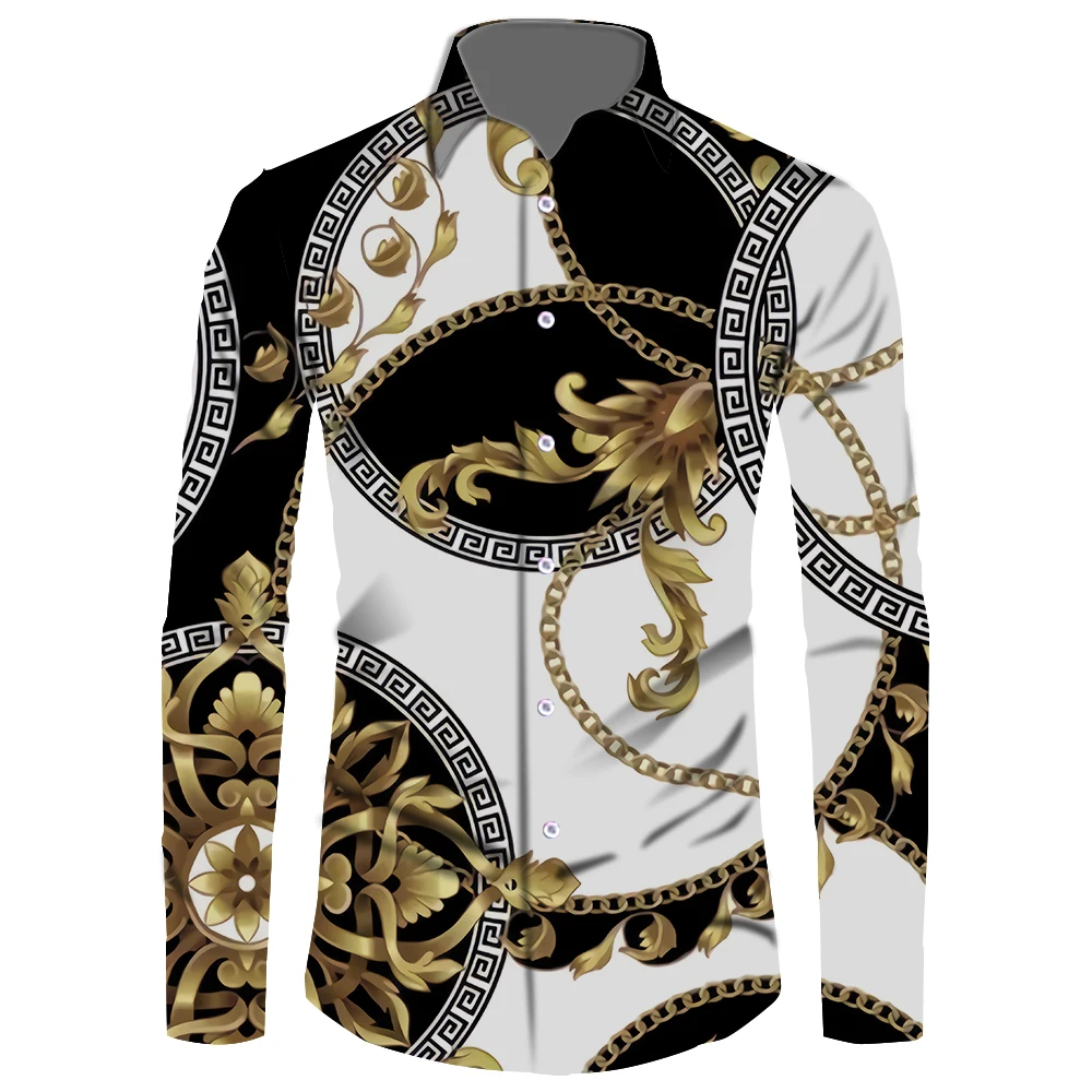 

Мужская Повседневная рубашка с длинным рукавом и принтом, Осень-зима
