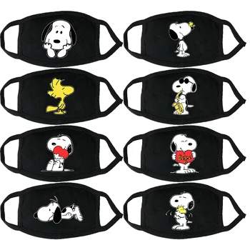 

Cute Printed Unisex Dust-Proof Cotton Face Masks Windproof Black Mask Cartoon Printed Half Face Mouth Muffle