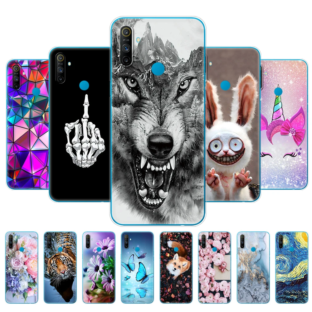 Funda de silicona suave para teléfono móvil Realme C3, carcasa trasera de TPU para OPPO Realme C3 Realme c3, Funda protectora de teléfono, Funda de 6,5 pulgadas para gato y perro