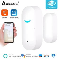 1-5pcs Aubess Tuya Smart WiFi Door Sensor Door Window Open / Closed Detectors Home Alarm Compatible With Alexa Google Home