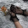 New 1 Pair Grace Autumn Summer Women Short Tulle Gloves Stretchy Lace Spots Lotus Leaf Sheers Flexible Accessories Full Finger ► Photo 3/6