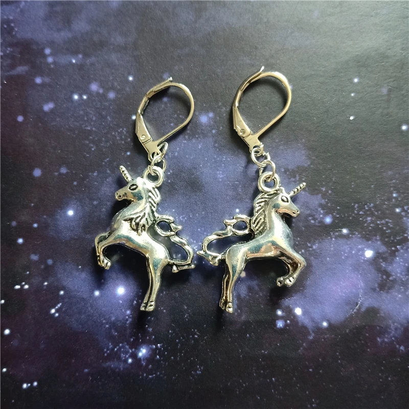 Orecchini A Leva Unicorno, Orecchini A Clip, Orecchini Pendenti Con Unicorno, Orecchini Gotici, Orecchini A Cavallo