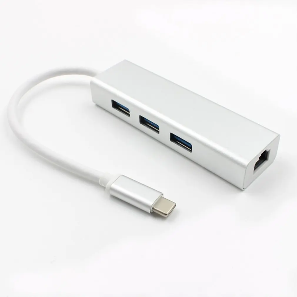 Type-C-Usb3.0 type-C-Rj45 гигабитная сеть с трехпортовым концентратором из алюминиевого сплава Внешняя сетевая карта 3,0