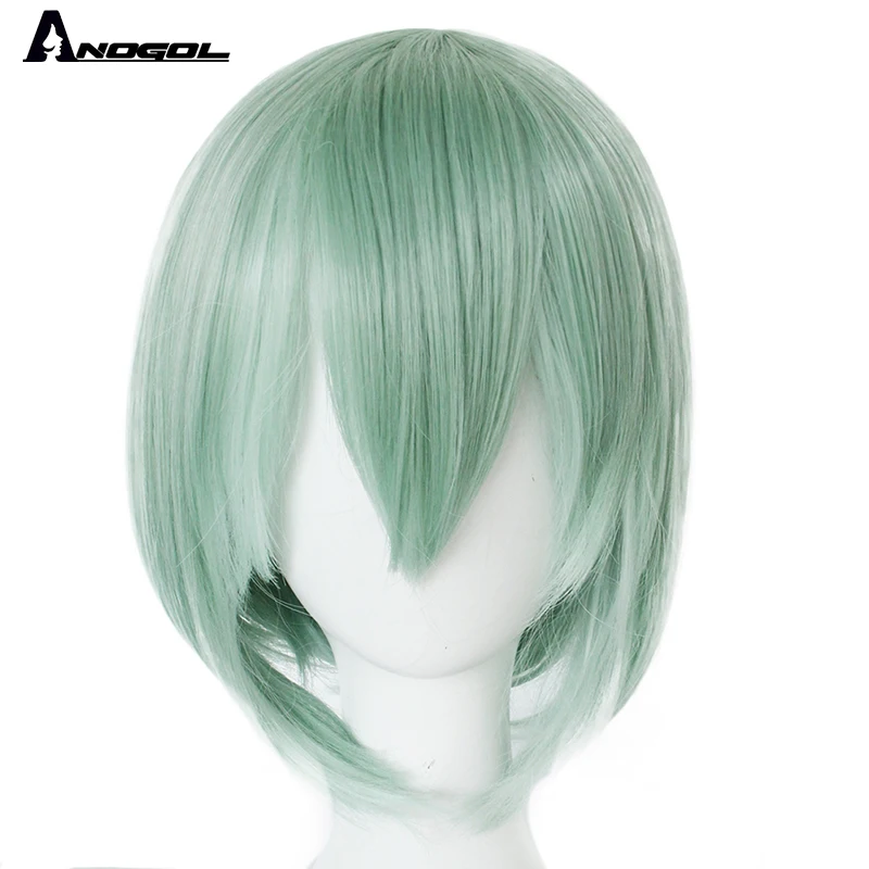 Anogol Brand New Vocaloid Hatsune Miku Double Green Ponytails Synthetic Cosplay Wig For Halloween Party Role Play +Black Ribbon