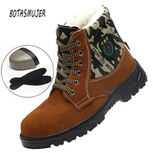 Winter Labor Protection Cotton Shoes Men High Help Cold Anti-slip Steel Bag Head Anti-smashing Anti-piercing Work Safety Shoes