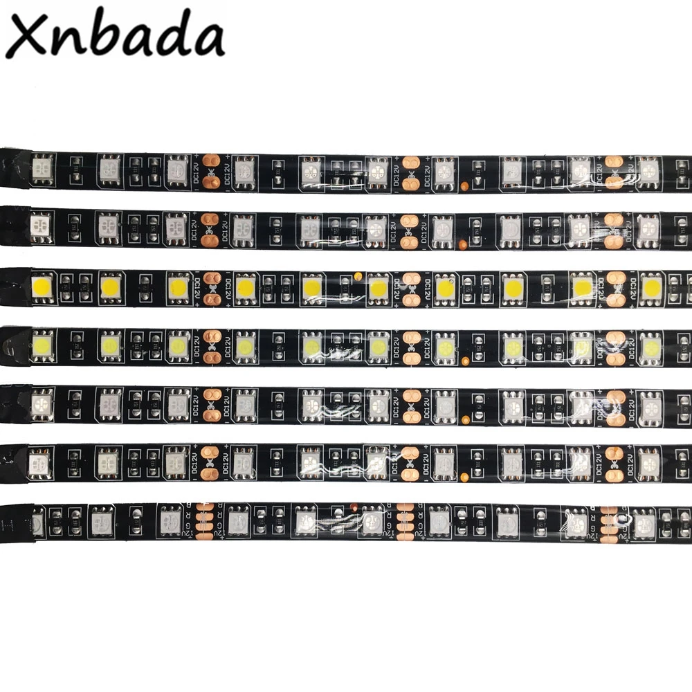 DC12V Светодиодная лента 5050 60 Светодиодный s/m гибкий черный pcb светодиодный светильник RGB/теплый белый/красный/зеленый/синий/желтый 1 м 2 м 3 м 4 м 5 м водонепроницаемый IP65