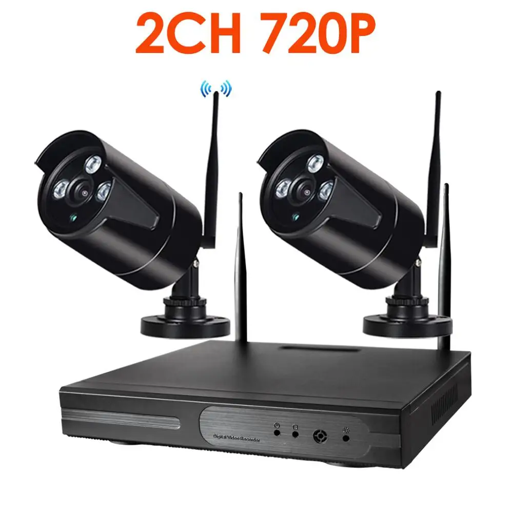 4CH 720P Аудио HD Беспроводной NVR комплект P2P 720P Крытый Открытый Черный ИК ночного видения безопасности 1.0MP аудио IP камера wifi CCTV система - Цвет: 2CH 720P WIFI KIT