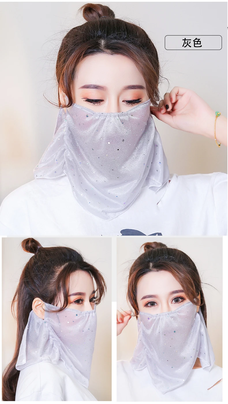 Летняя дышащая маска для лица из вискозы, женская маска с защитой от ультрафиолета и шеи в студенческом стиле, маска для велосипеда, тонкая вуаль, защита от солнца