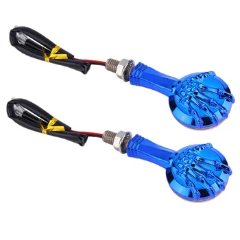 

2 Pcs Motorcycle Turn Signal Indicators Lights/Lamp Waterproof Amber Light Universal 10LED Blue Shell Yellow Light