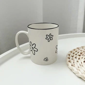 

Ceramic Coffee Mugs Korean Creative Printing Couple Cup Kids Girl Gift Travel Smoothie Mug Canecas Breakfast Milk Cups E5MKB