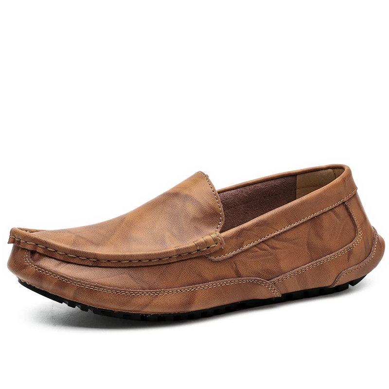 

Spring Summer New Men's Loafers Comfortable Flat Casual Shoes Male Breathable Slip-On Soft Leather Driving Shoes Moccasins