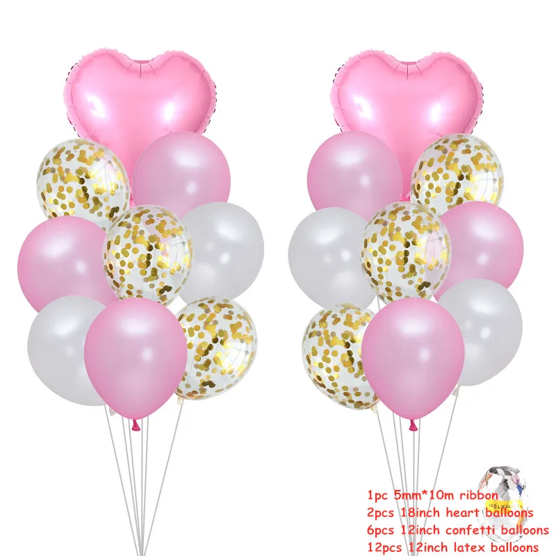 First Happy Birthday Rose Gold Balloon My 1st 1 One Year Banner Party Decorations Kids Baby Boy Girl Garland Supplies Balloons
