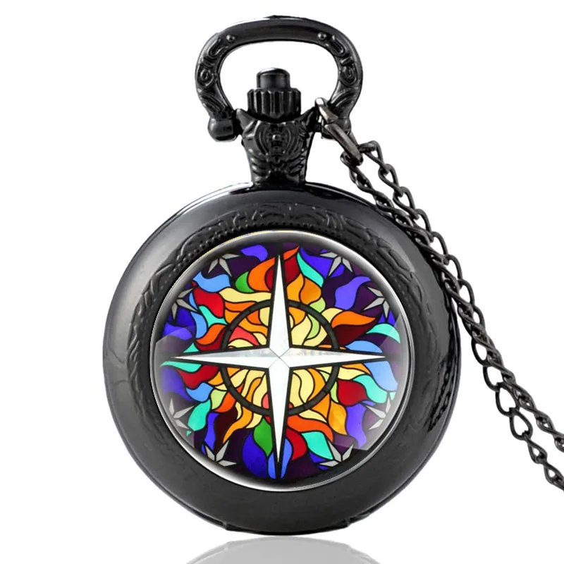 

Vintage Christian Cross Design Black Classic Quartz Pocket Watch Pendant Clock Watch Men Women Glass Dome Necklace Gifts