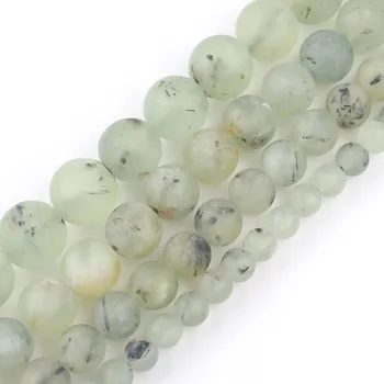 

Matte Natural Green Prehnite Gem Stone Beads Frosted Round Loose Beads For Jewelry Making 6 8 10 12mm DIY Bracelet Necklace 15''