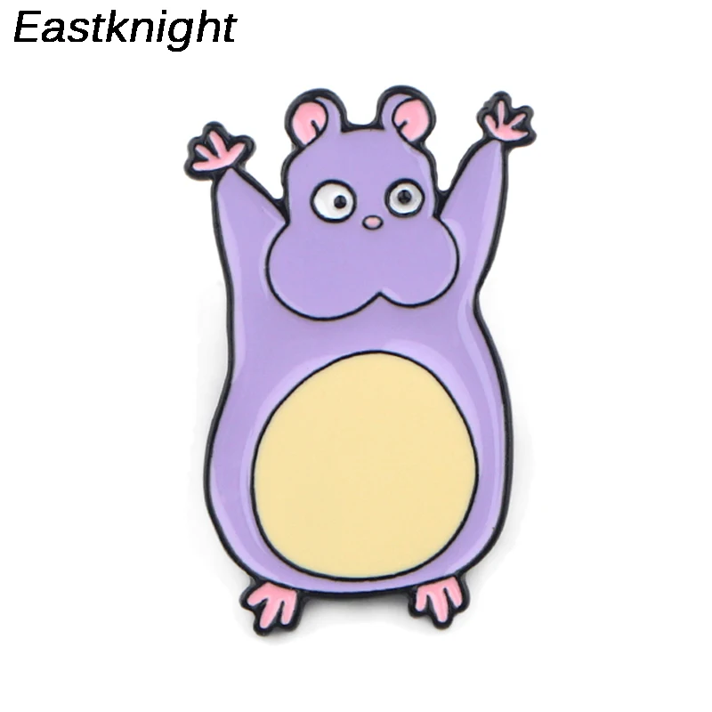 

K368 Funny Purple Mouse Metal Enamel Pins and Brooches Fashion Lapel Pin Backpack Bags Badge Collection Gifts