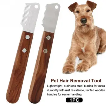 

Pet Hair Removal Stripping Steel Blades Wooden Handle Cat Dog Grooming For West Highland Terrier Cat Grooming