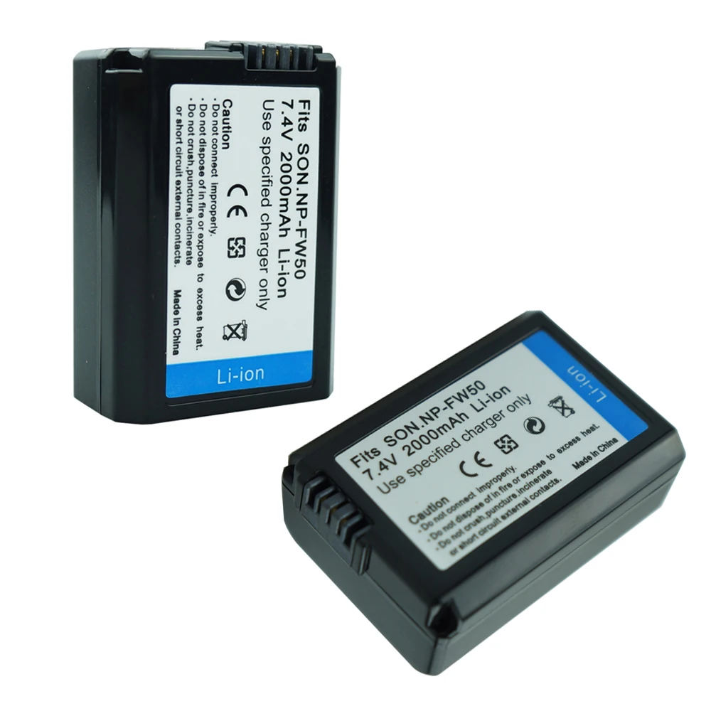 

2Pcs NP-FW50 batteries 2000mAh NP FW50 Battery For Sony NEX-3N NEX-5 NEX-5N Alpha A5000 A6500 DSC-RX10 Alpha A7S A7II Camera