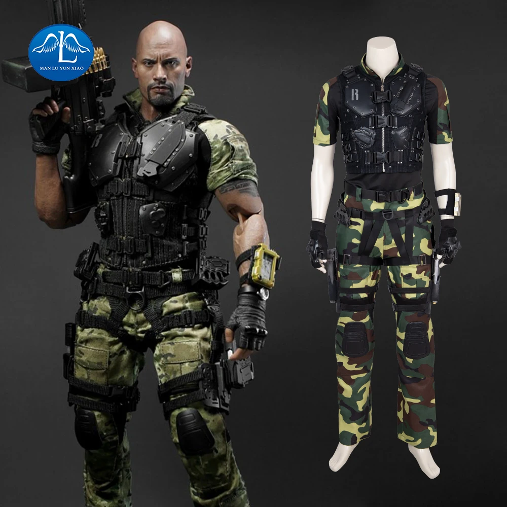 Movie G I Joe Roadblock Косплей Дуэйн Джонсон Марвин Ф. Хинтон костюм Рождество Хэллоуин