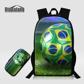 

Custom School Backpack Set for Teenage Girls Boys Brazil Soccers Prints Bagpack Foot Ball School Bag With Portable Pencil Case